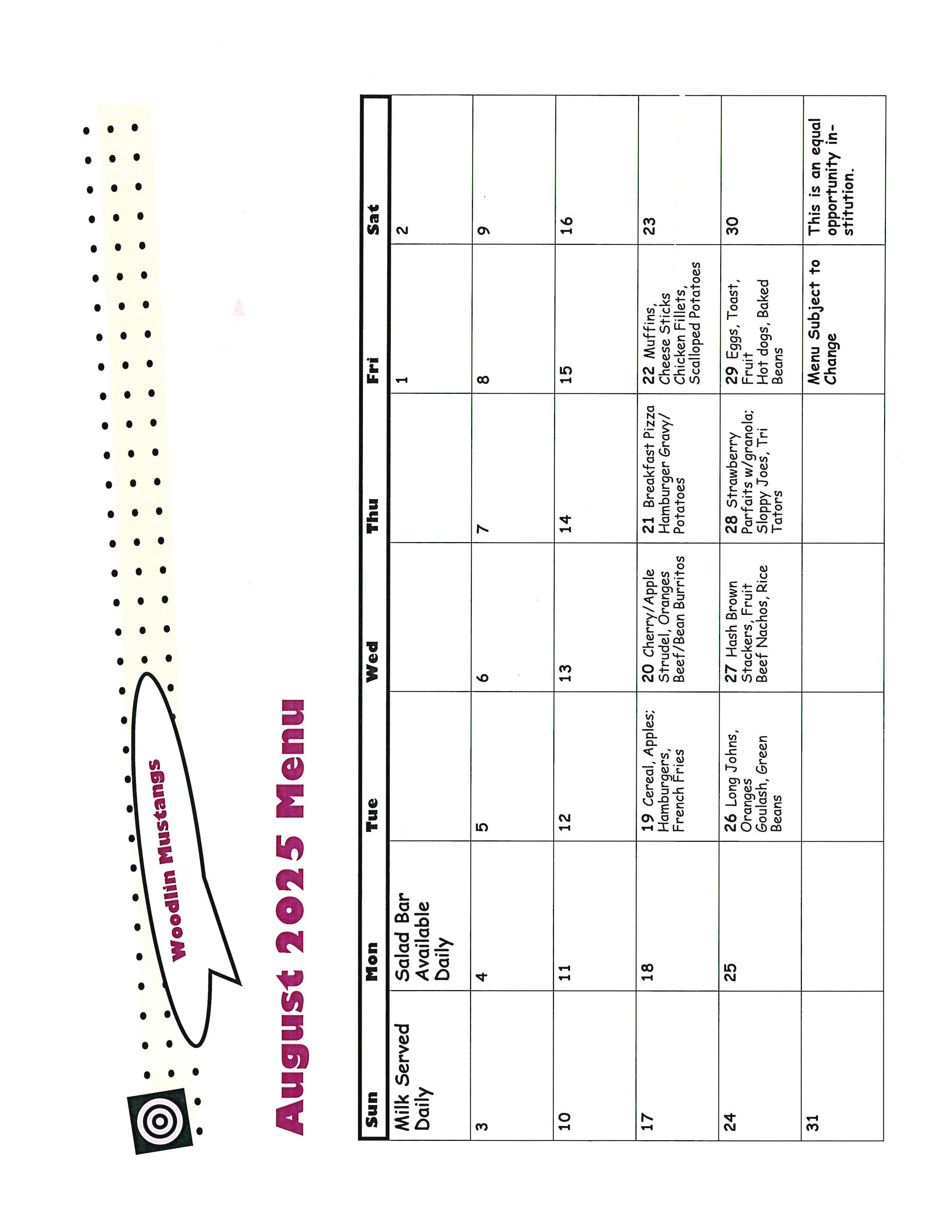 Aug Menu
